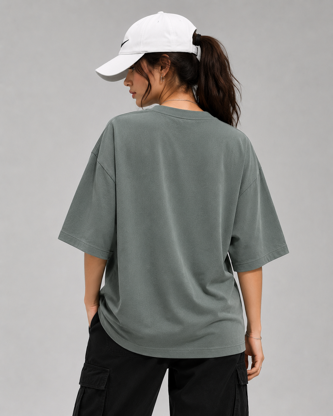 ROVEN-CASUAL PLANE OVERSIZE MEN'S TEE-SHIRT-GRAY