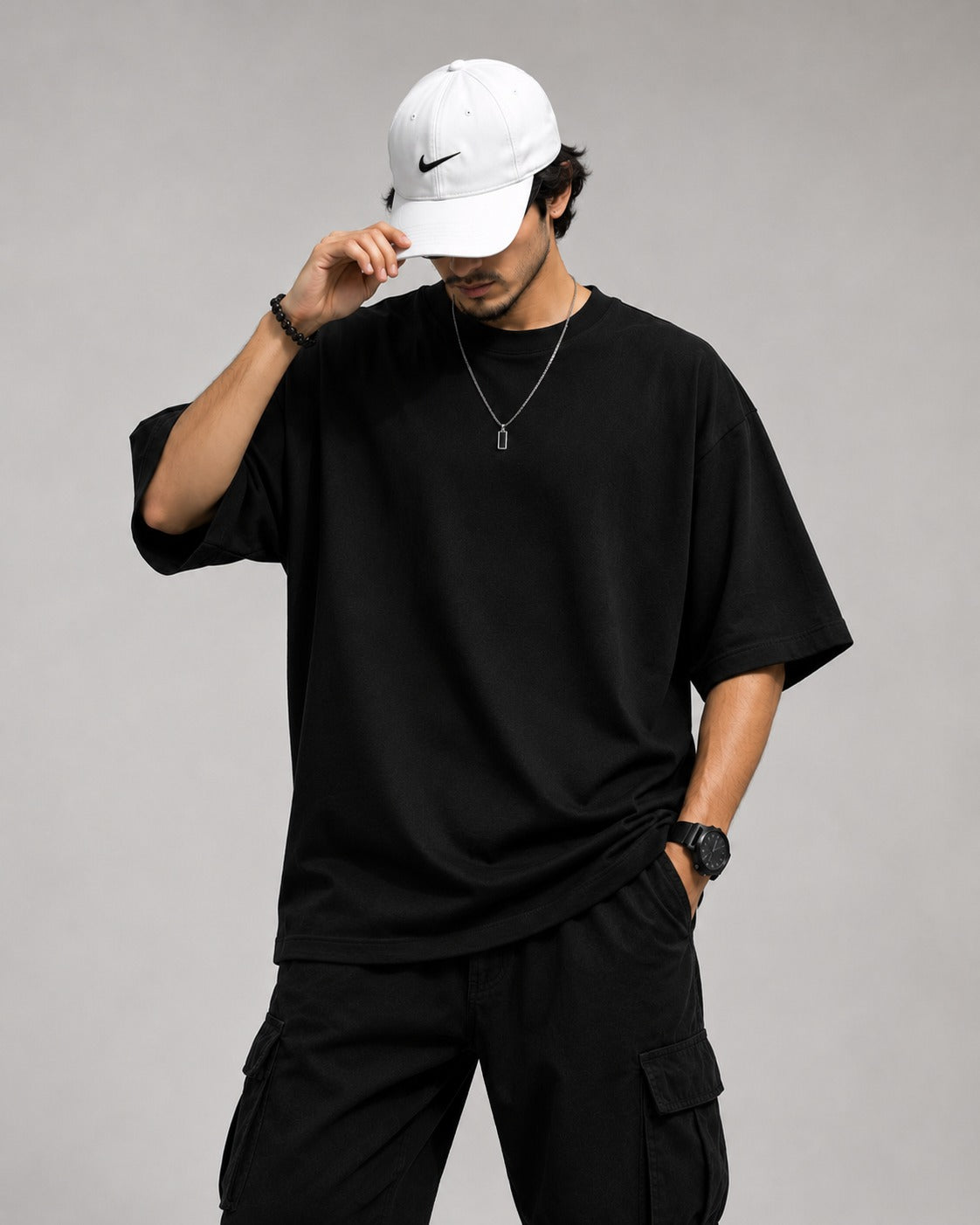 ROVEN-CASAL PLANE OVERSIZE MEN'S TEE SHIRT-BLACK