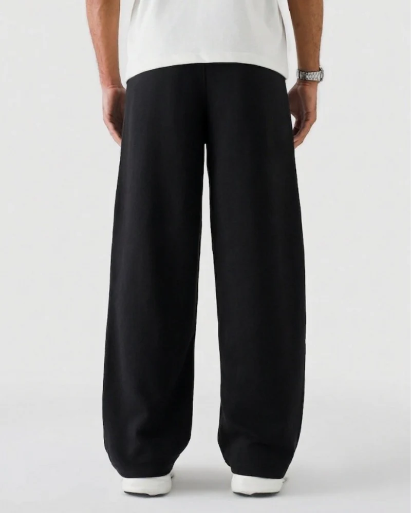 Black Straight-Leg Baggy Trouser