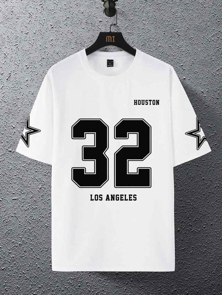 Mens Cotton Sticker Printed T-Shirt White