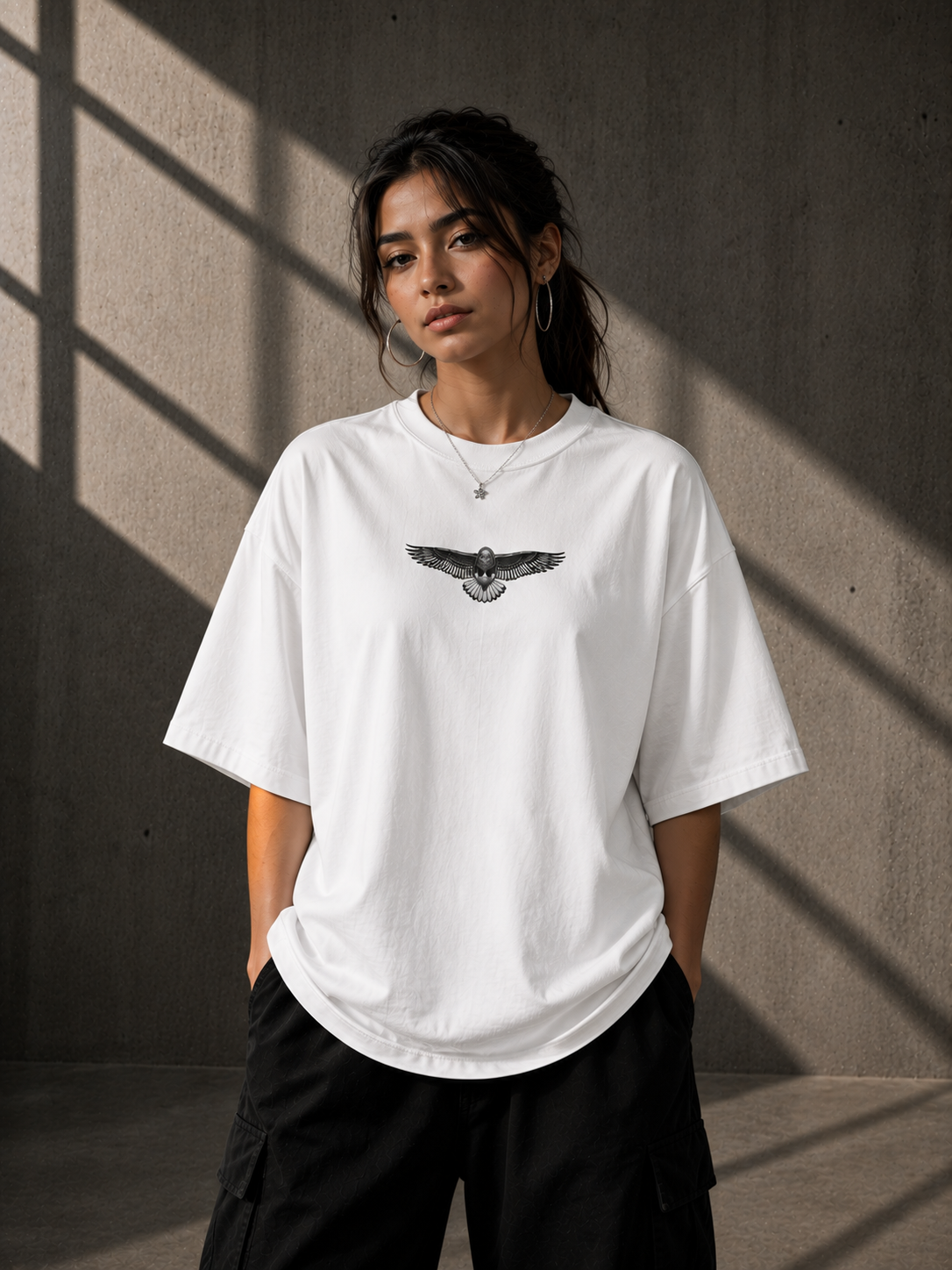 Roven Casual Graphic Oversize Tee-RW-WHITE