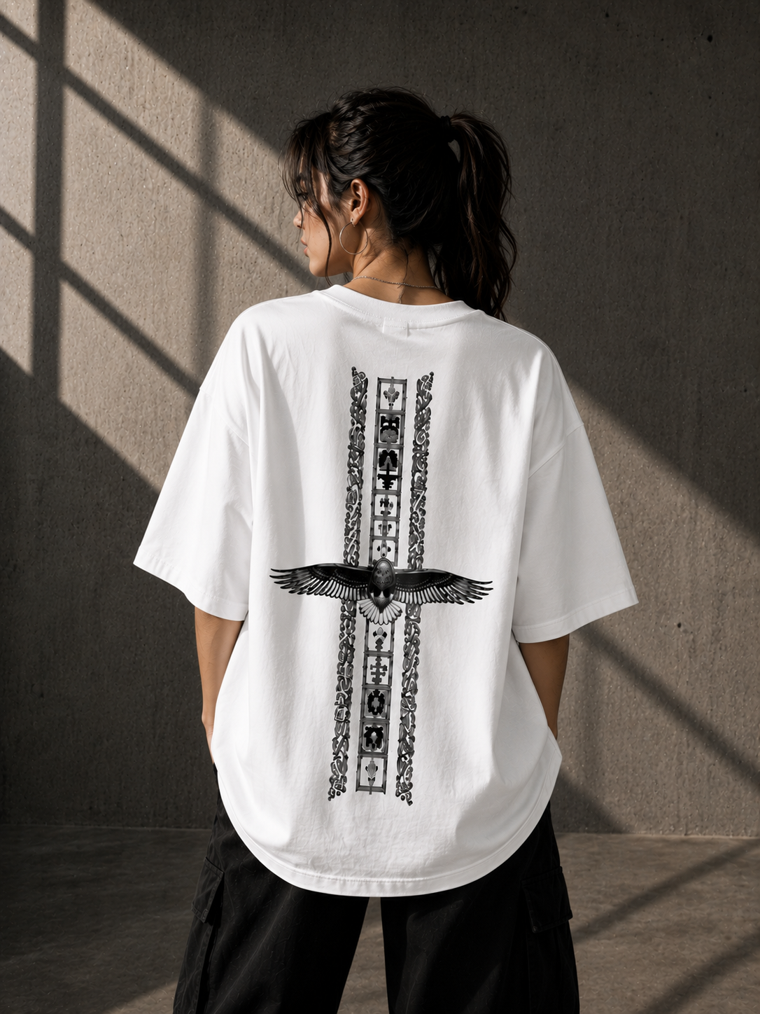 Roven Casual Graphic Oversize Tee-RW-WHITE