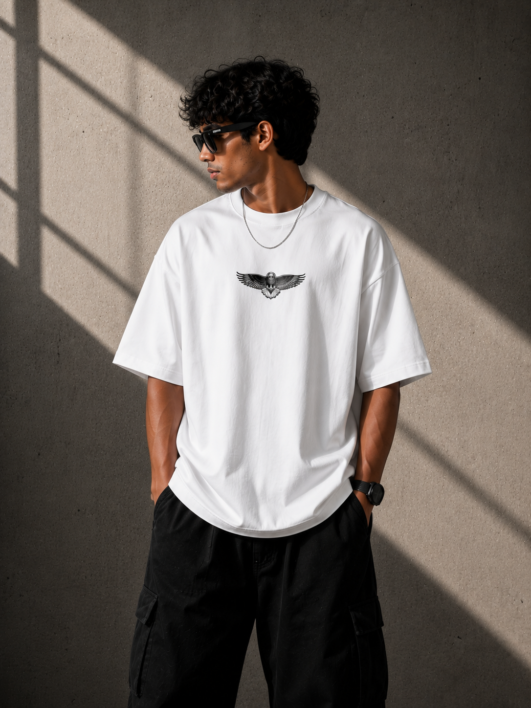 Roven Casual Graphic Oversize Tee-RW-WHITE