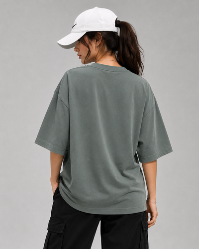 ROVEN-CASUAL PLANE OVERSIZE MEN'S TEE-SHIRT-GRAY