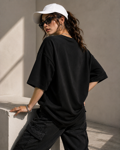 ROVEN-CASAL PLANE OVERSIZE MEN'S TEE SHIRT-BLACK