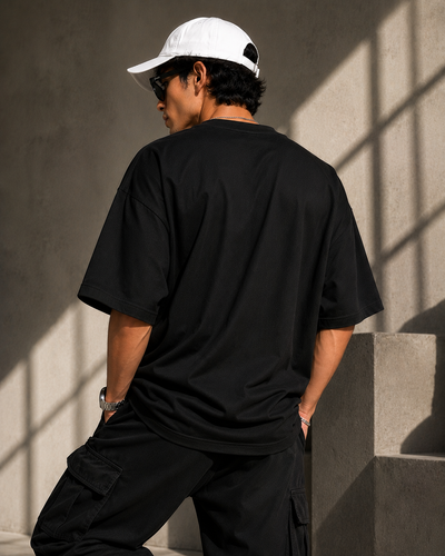 ROVEN-CASAL PLANE OVERSIZE MEN'S TEE SHIRT-BLACK
