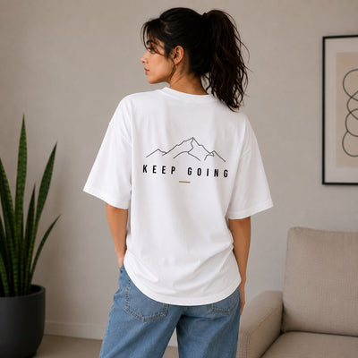 Roven: Casual Graphic Oversize Men's Tee-RW-WHITE