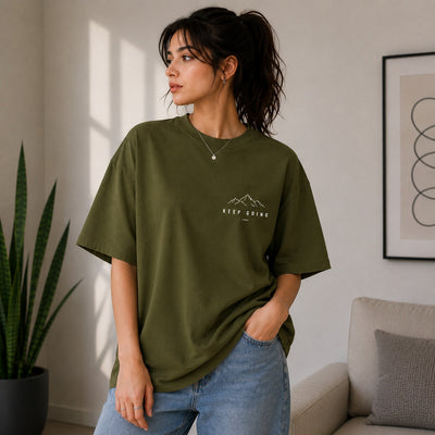 Roven: Casual Graphic Oversize Men's Tee-RW-OLIVE