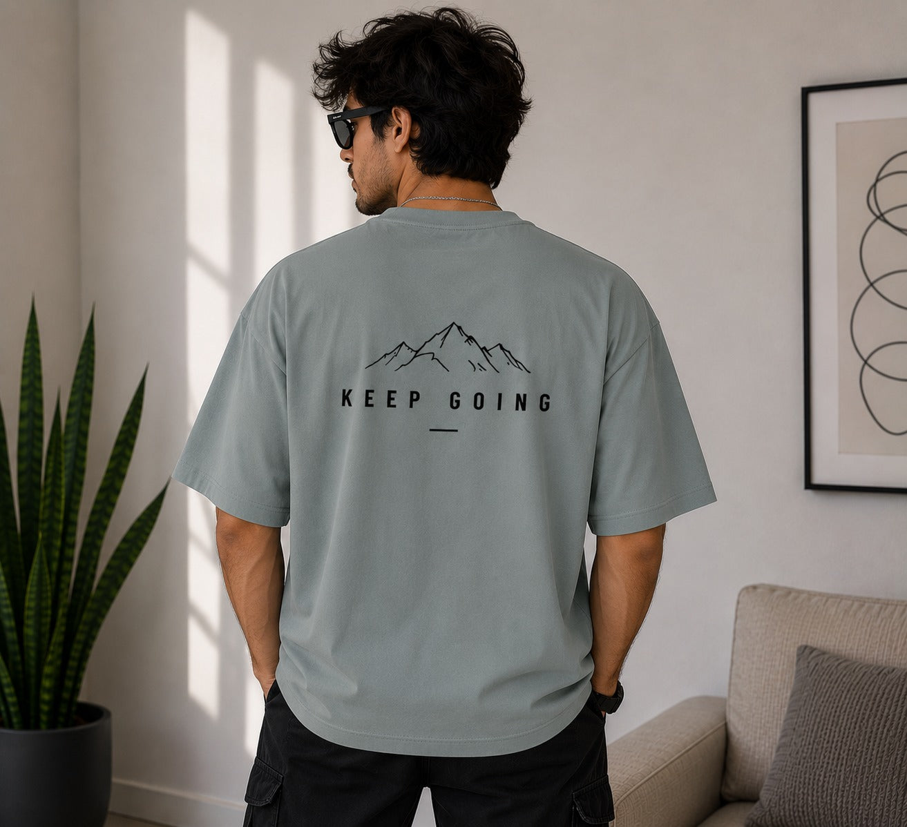 Roven: Casual Graphic Oversize Men's Tee-RW-GREY