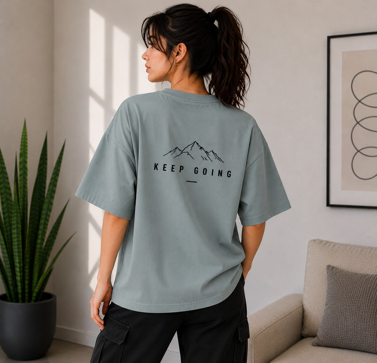 Roven: Casual Graphic Oversize Men's Tee-RW-GREY