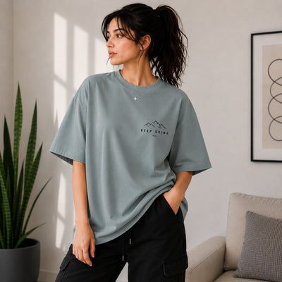 Roven: Casual Graphic Oversize Men's Tee-RW-GREY