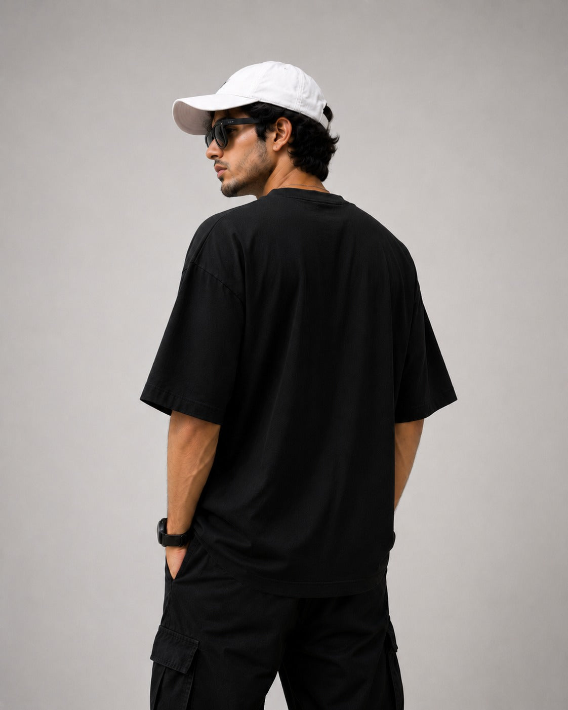 ROVEN-CASAL PLANE OVERSIZE MEN'S TEE SHIRT-BLACK