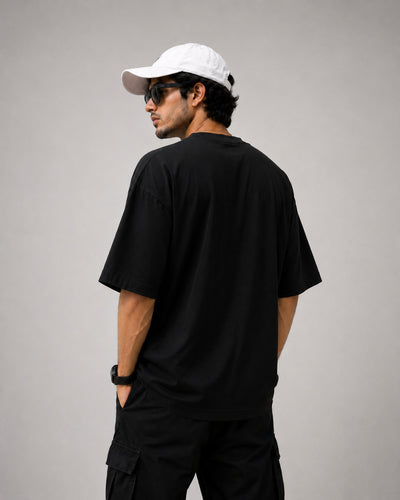 ROVEN-CASAL PLANE OVERSIZE MEN'S TEE SHIRT-BLACK