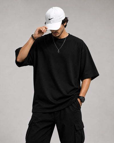 ROVEN-CASAL PLANE OVERSIZE MEN'S TEE SHIRT-BLACK